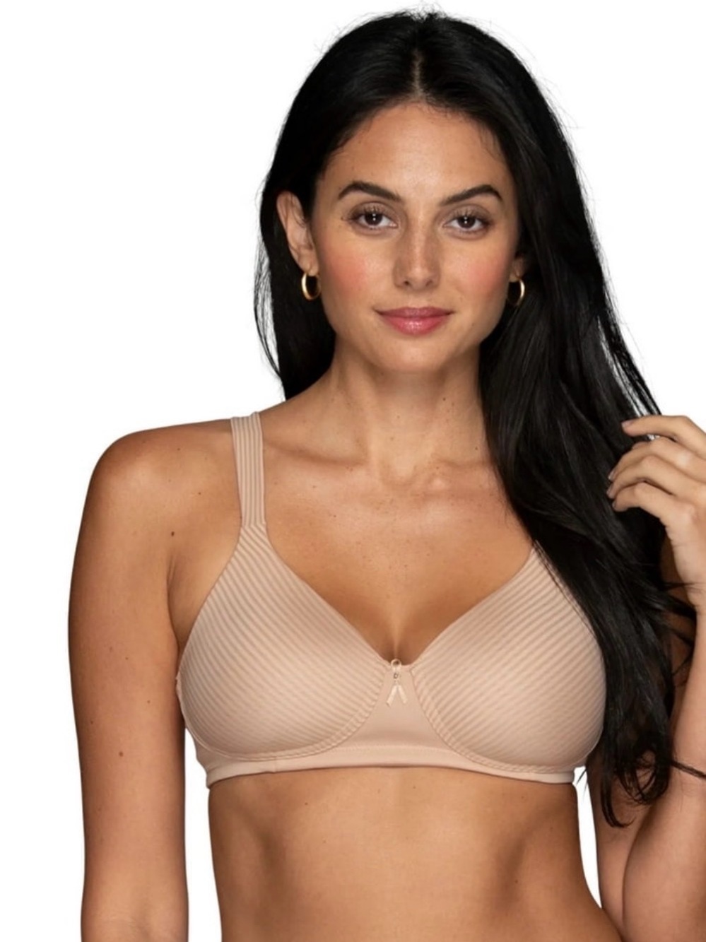 Vanity Ribbed Nude Wireless Bra - Beige